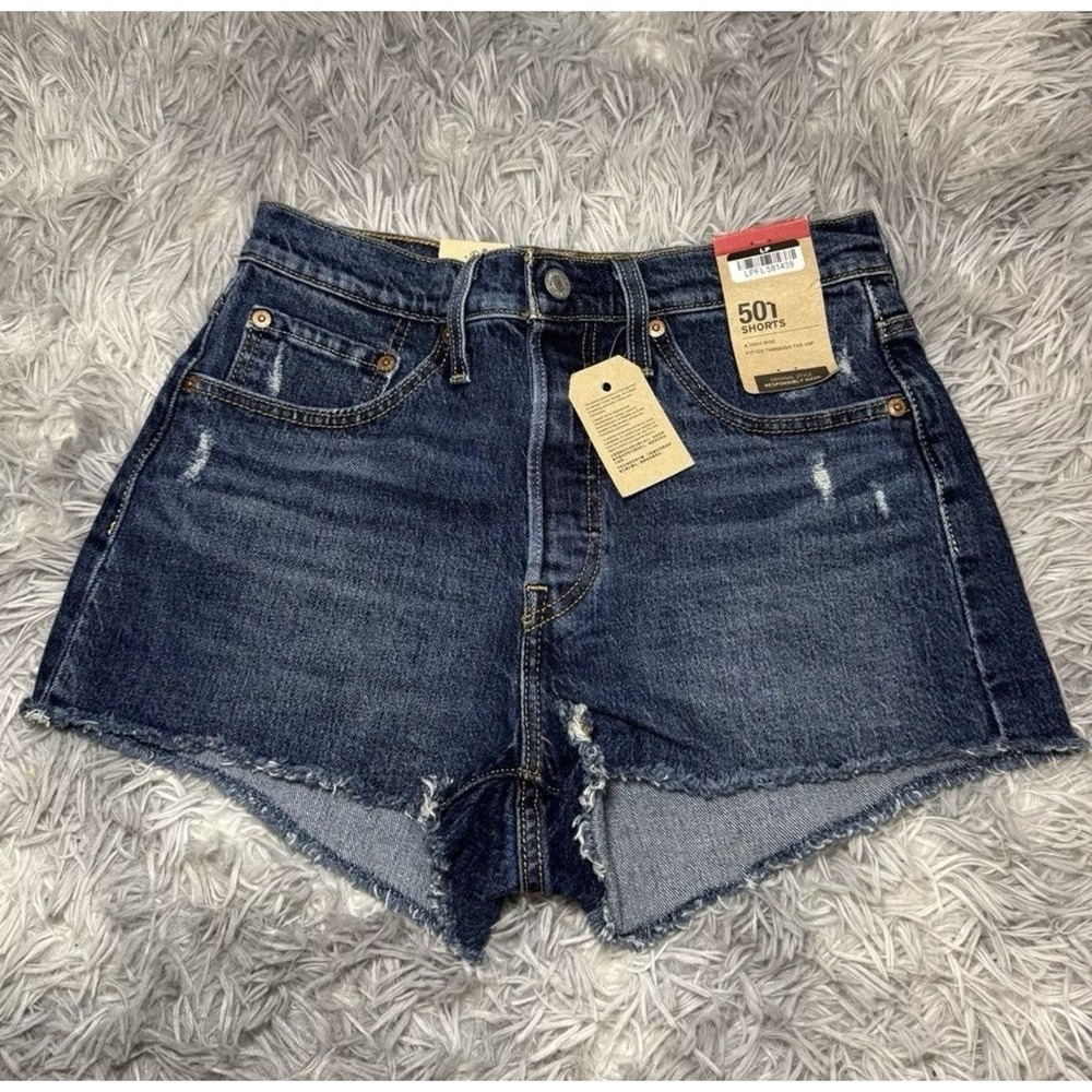 NWT Levi's Original Fit High-Rise Women's Jeans Shorts - Dark Wash Size 27